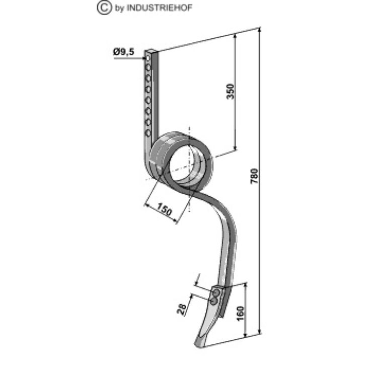 Dent efface-trace 25x25, 780mm pour vibroculteur KOCKERLING Allrounder, pièce interchangeable