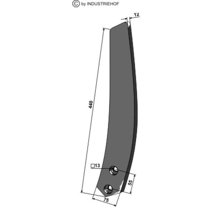 Versoir 440x75x12 mm pour déchaumeur à dents FARMET, gauche, 3002395, pièce interchangeable