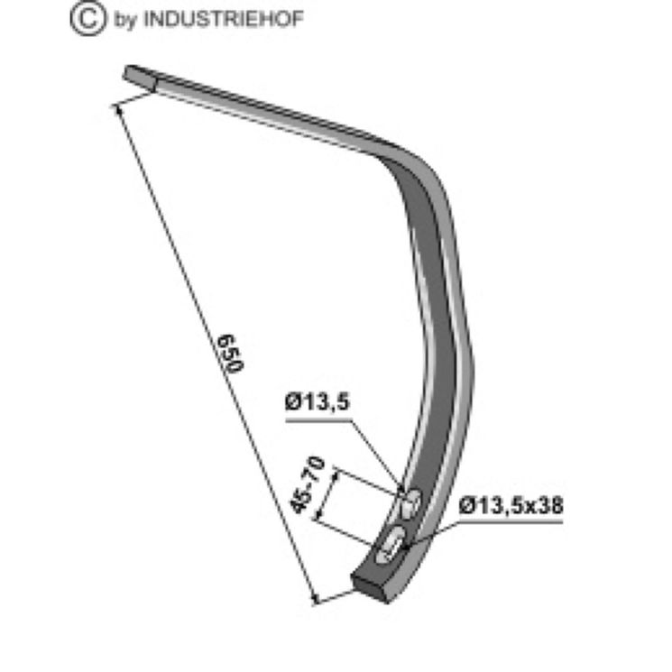 Lame inférieure pour cultivateur KOCKERLING, 50x26x650 mm, 506211, pièce interchangeable