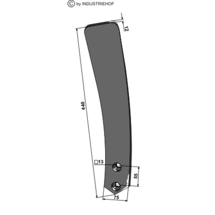 Versoir 440x75x12 mm pour déchaumeur à dents FARMET, droit, 3002396, pièce interchangeable