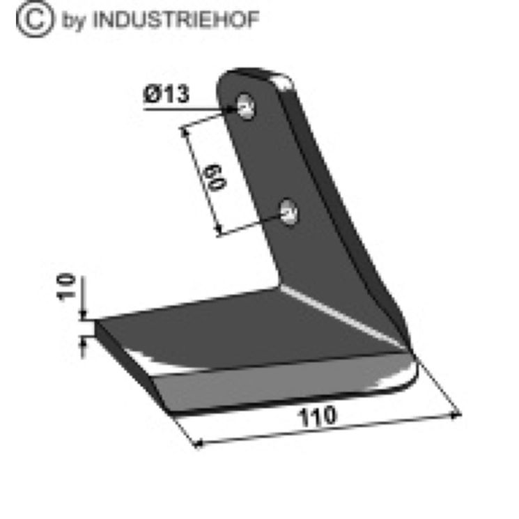 Aileron droit pour déchaumeur à dents Farmet Turbulent 110x10mm, 3002404, pièce interchangeable