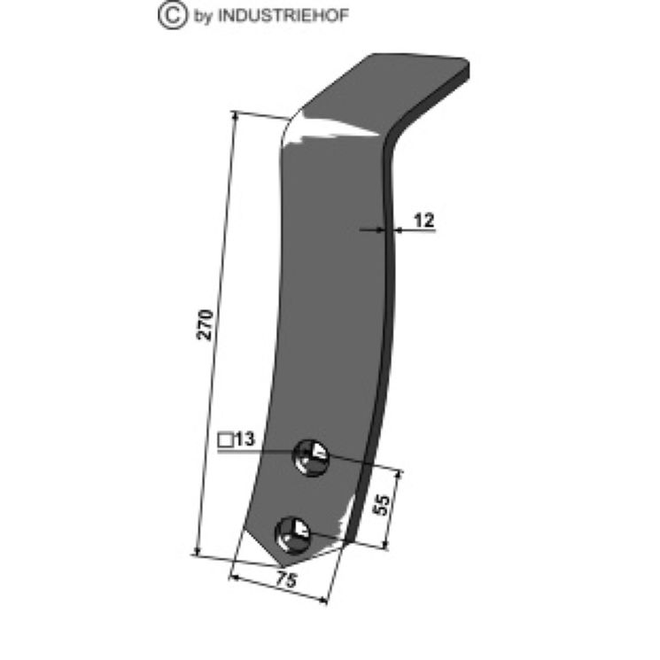 Versoir central 270x75x12 mm pour déchaumeur à dents FARMET, 3002413, pièce interchangeable