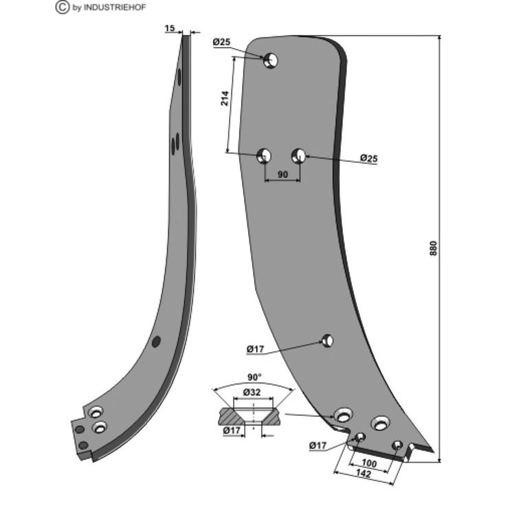 Lame 880 mm pour dent Durou, LAM706NM, droit, pièce interchangeable