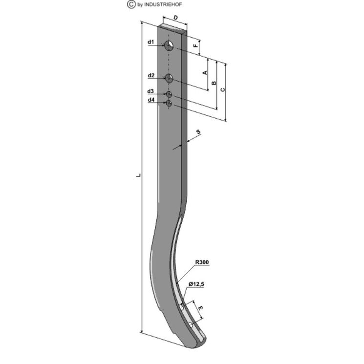 Etançon 4653680, dent nue de déchaumeur LEMKEN Smaragd, pièce interchangeable