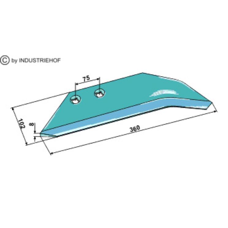 Aileron 360x8 mm, pour déchaumeur à dents, cultivateur RABE, GG51 63425009, gauche, pièce interchangeable