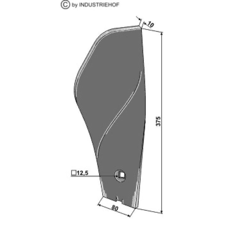 Déflecteur latéral gauche 452958 380x80x10mm pour Vaderstad Cultus, pièce interchangeable