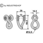 Manille torsadée fil 12,5 mm, trou de fixation 16,5 mm, pour broyeur KUHN, JX135697, pièce interchangeable