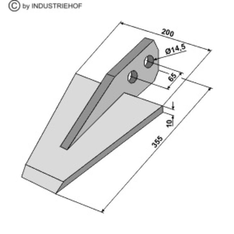 Bèche 355x200x10 entraxe 65 mm pour machine à bècher Tortella, pièce interchangeable