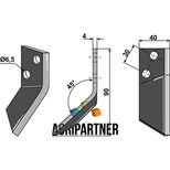 Couteau de mélangeuse STRAUTMANN, WALKER, trous 6,5 mm, 90x40x4 mm, droit, pièce interchangeable