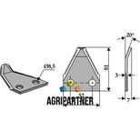 Couteau de mélangeuse FARESIN, trous 8,5 mm, 81x76x3 mm, pièce interchangeable