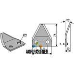 Couteau de mélangeuse MARMIX, trous 9 mm, 78x76x3 mm, pièce interchangeable