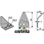 Couteau de mélangeuse STRAUTMANN, trous 12/6,5 mm, 69x50x3 mm, droit, pièce interchangeable