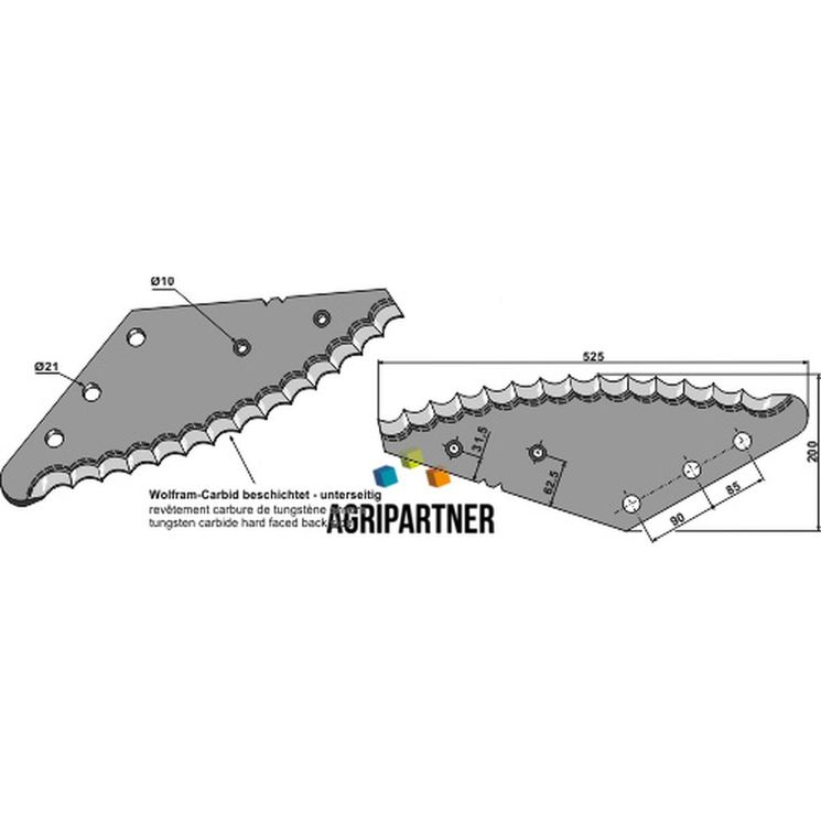 Couteau de mélangeuse AGM, renforcé au carbure, pièce interchangeable