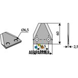 Couteau de mélangeuse AGM, trous 6,5 mm, 60x50,5x2,5 mm, pièce interchangeable