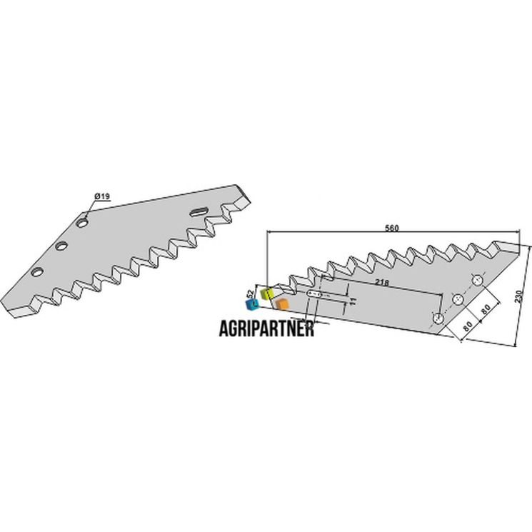 Couteau de mélangeuse MUTTI, trous 19/11x14 mm, 580x230x6 mm, pièce interchangeable