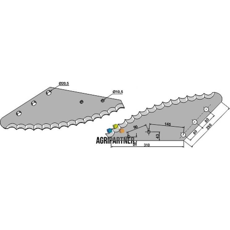 Couteau de mélangeuse UNI-FORST, trous 10,5/20,5 mm, pièce interchangeable