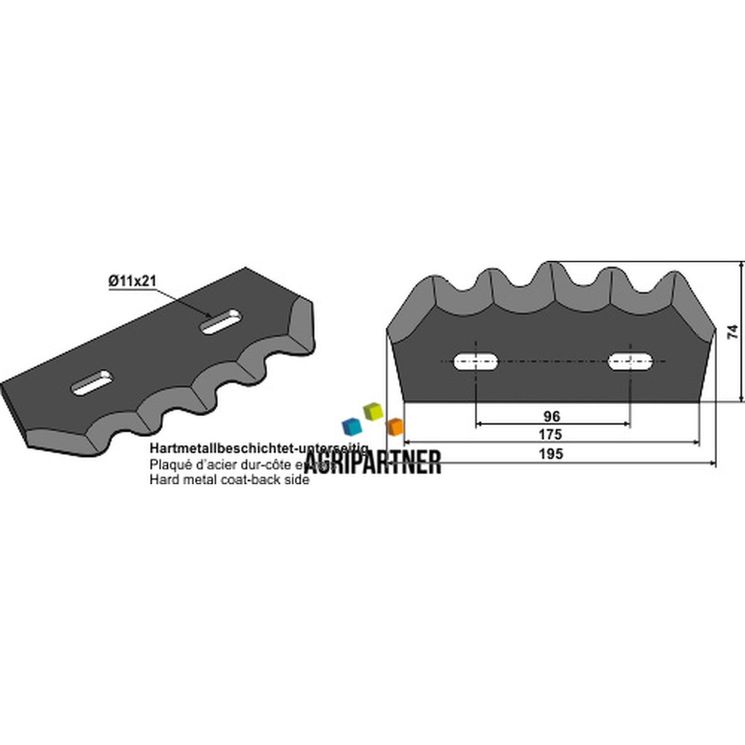 Couteau de mélangeuse MARMIX, 128/2, renforcé au carbure, pièce interchangeable