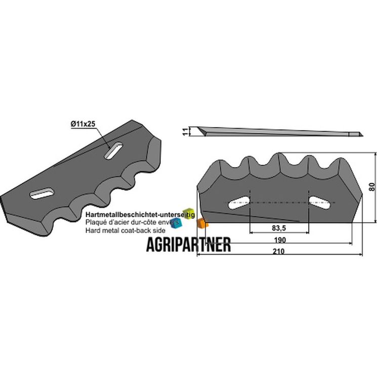 Couteau de mélangeuse STRAUTMANN, 60503503, droit, renforcé au carbure, pièce interchangeable