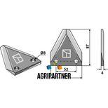 Couteau de mélangeuse FARESIN, trous 8 mm, 87x76x4 mm, pièce interchangeable