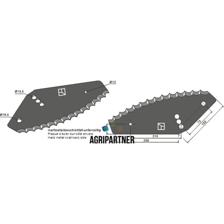 Couteau de mélangeuse MAYER, 300107, renforcé au carbure, pièce interchangeable