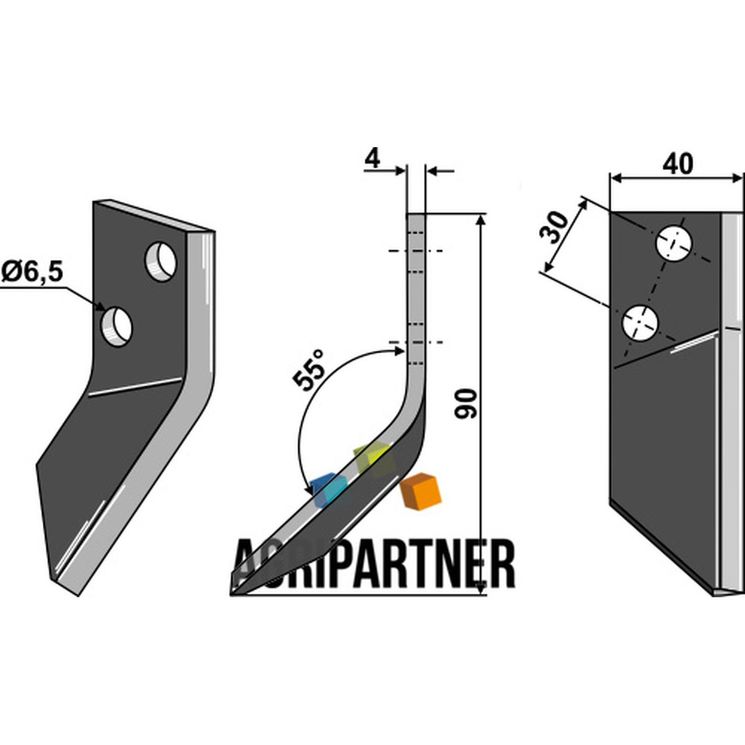 Couteau de mélangeuse SGARIBOLDI, CL07.001, droit, pièce interchangeable