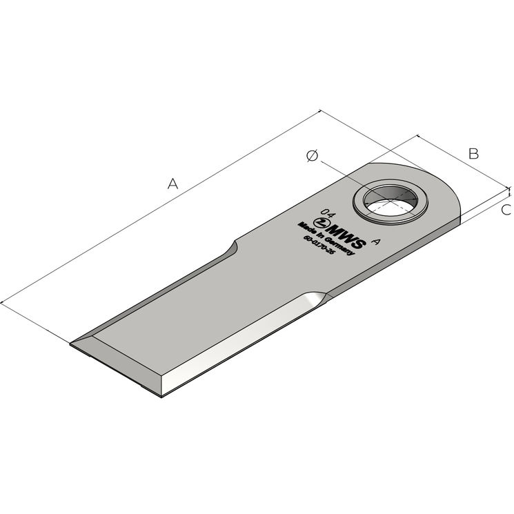 Couteau de broyeur à paille pour moissoneuse-batteuse Claas 173x50x4mm, 065 294.0, pièce interchangeable