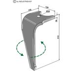 Dent de herse rotative KUHN optimix 2, K2501120, gauche, renforcée, pièce interchangeable