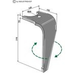 Dent de herse rotative KUHN optimix 2, K2501130, droit, renforcée, pièce interchangeable