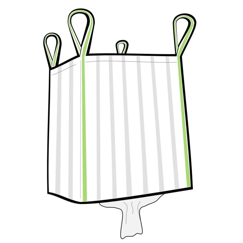 Sac Big Bag toile ventilée, type 1 m³ avec jupe de vidange, capacité 1000 Kg