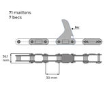 Chaîne cueilleur à maïs 71 maillons, 7 becs, 1326221, pièce interchangeable