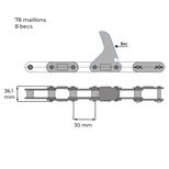 Chaîne cueilleur à maïs 78 maillons, 8 becs, FANTINI CHBMFA02, pièce interchangeable