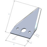 Section dentelé vers le bas pour moissonneuse-batteuse BCS, 80x76x2mm, pièce interchangeable