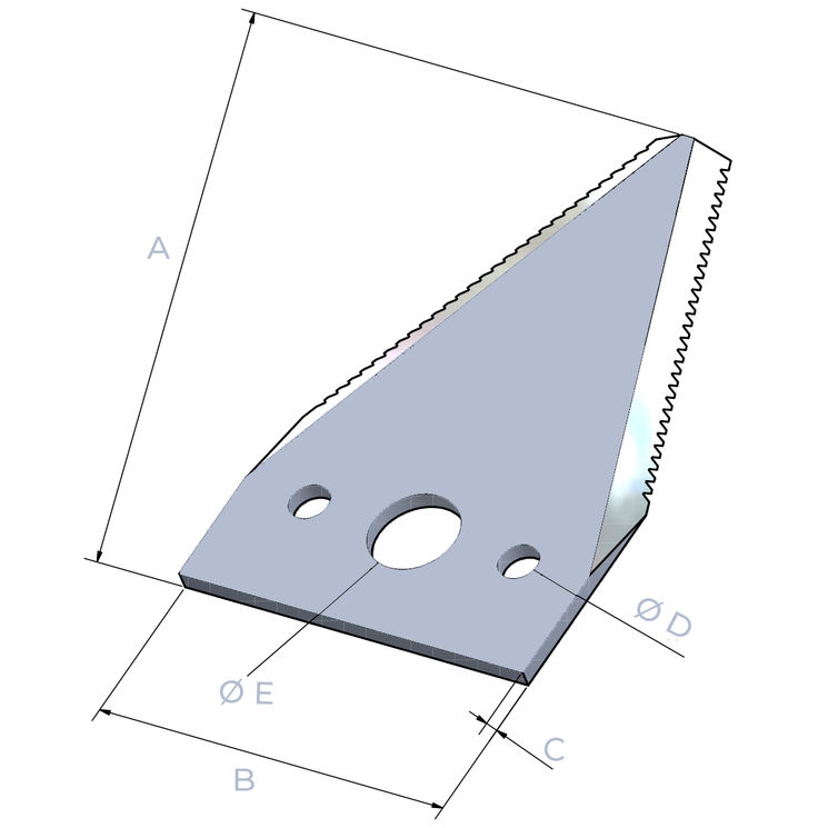 Section dentelé vers le bas pour moissonneuse-batteuse BCS, 80x76x2mm, pièce interchangeable