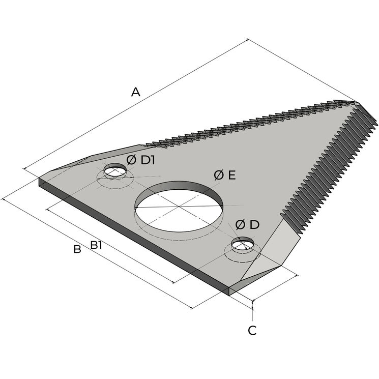 Section dentelé recto-verso pour moissonneuse-batteuse Fortschritt, 90x76x3mm, Ø6.4mm, 4105000530, pièce interchangeable