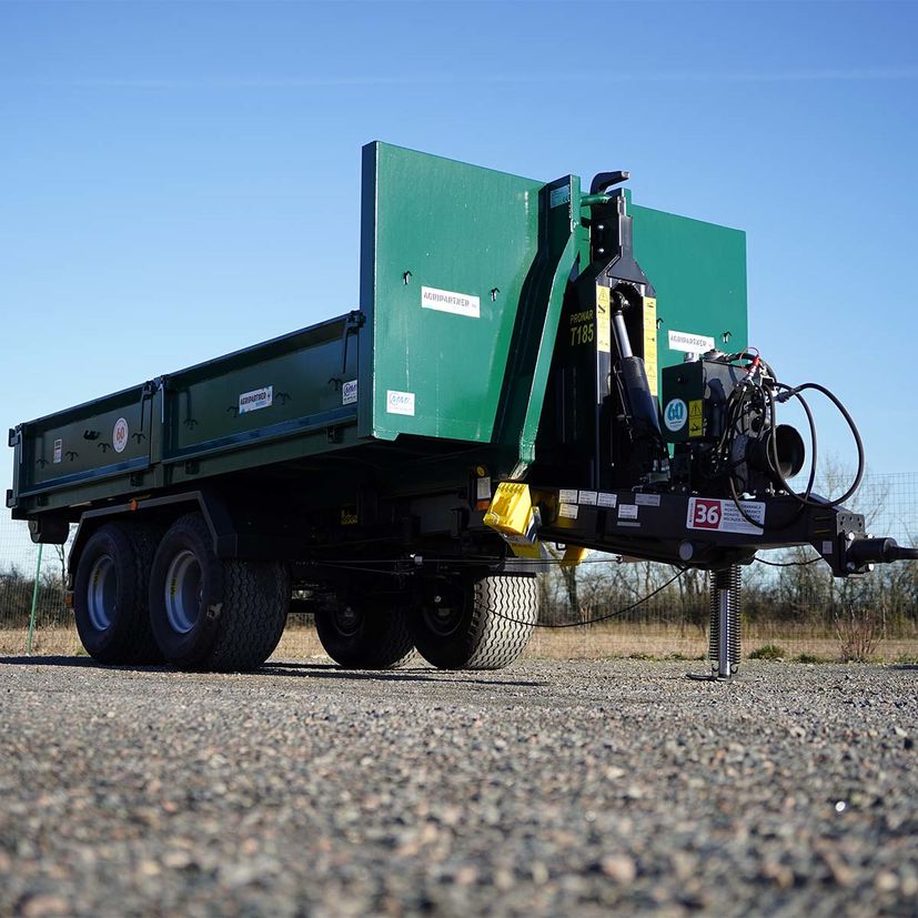 Porte-caissons T185 PTAC 15T, CU 12.3T, 2 essieux tandem, avec homologuation française 25km/h, PRONAR