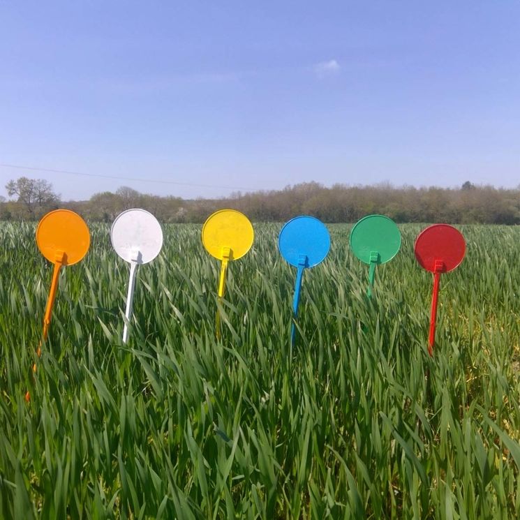 Pack arc-en-ciel : 150 jalons agricoles en 6 couleurs : jaune, blanc, orange, vert, bleu et rouge, JALON'NET