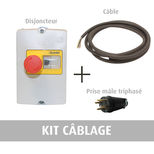 Câblage pour moteur triphasé de 0.12 kW à 11.00 kW avec 5,00 à 20,00 mètres de câble et prise mâle 4 broches 3P+T