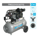 Compresseur mobile 100 litres 400V, 21m³/heure, bi-cylindre, 3CV triphasé, TRE2210030TG, PRODIF EXPERT