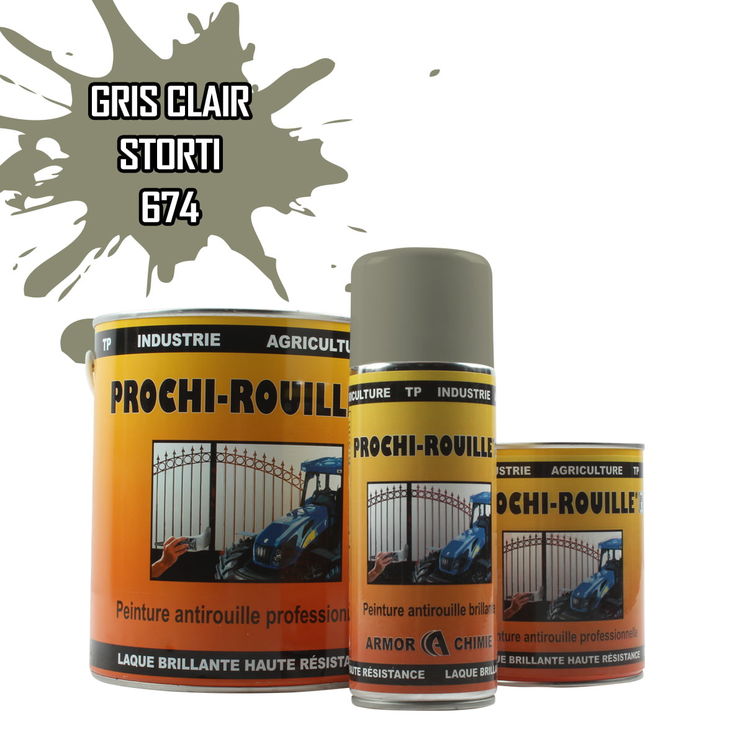 Peinture agricole PROCHI-ROUILLE brillante, Gris clair, 674, STORTI