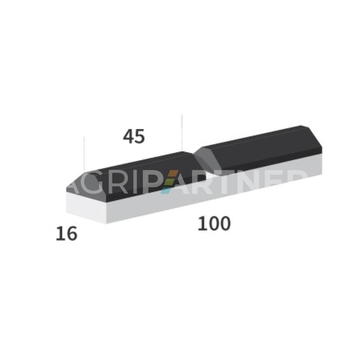 Mise à souder carbure 100x16x10mm, 2 plaquettes séparées de 45mm pour herse et rotor UNIVERSEL