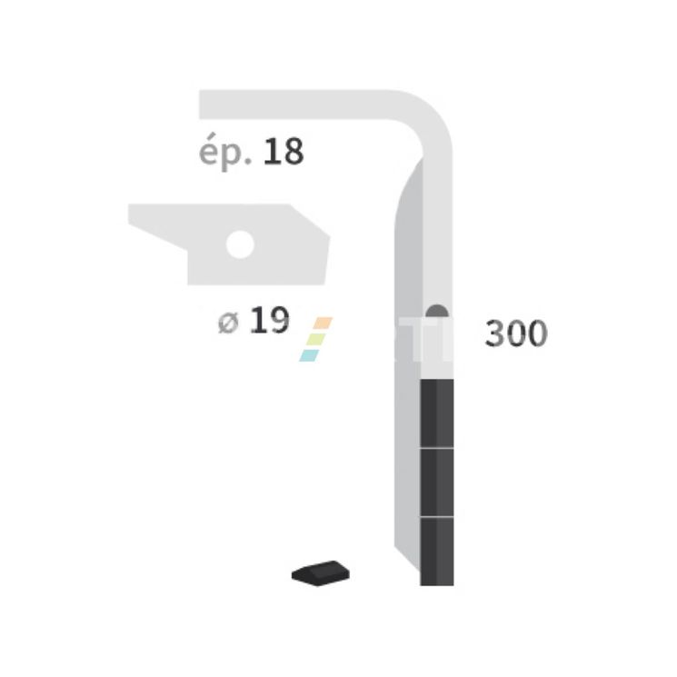 Dent carbure, 5 pastilles 5x30mm, pour herse rotative, AMAZONE KE303, 300x18mm, Ø19mm, fixation rapide, 954426, droite, pièce interchangeable
