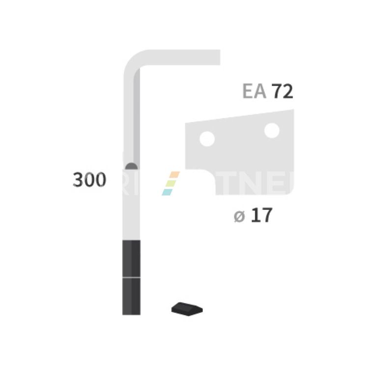 Dent carbure, 2 pastilles 2x45mm, pour herse rotative, CELLI, 300x15mm, Ø17mm, entraxe 72mm, 6226041, gauche, pièce interchangeable