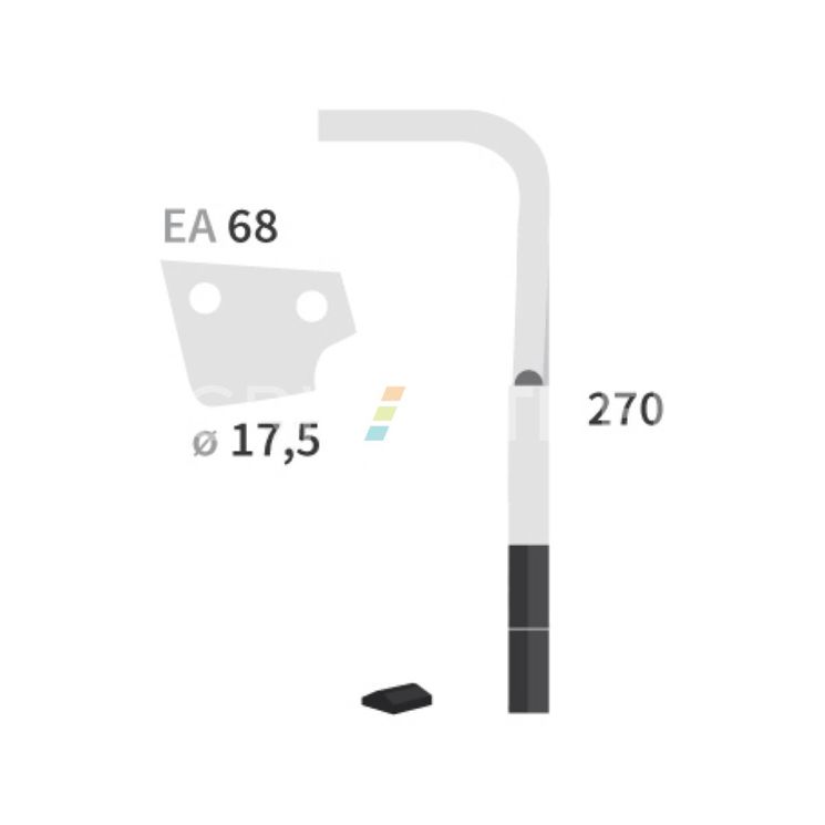 Dent carbure, 3 pastilles 3x30mm + rechargement, pour herse rotative, KUHN, 270mm, Ø17mm, entraxe 68mm, 52549410 - 52549430, droit, pièce interchangeable