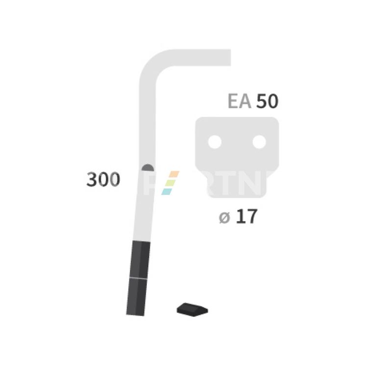 Dent carbure, 2 pastilles 2x45mm, pour herse rotative, MORENI, 300mm, Ø17mm, entraxe 50mm, RH 71, gauche, pièce interchangeable