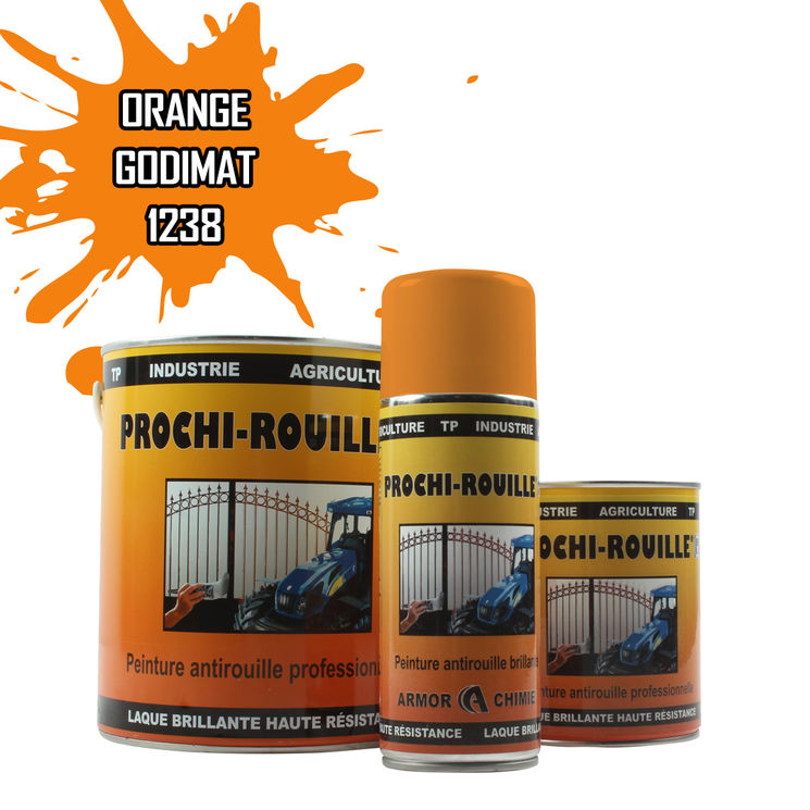 Peinture agricole PROCHI-ROUILLE brillante, Orange, 1238, GODIMAT