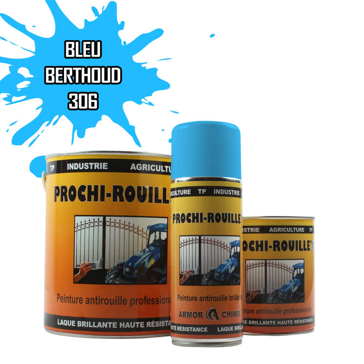 Peinture agricole PROCHI-ROUILLE brillante, Bleu NEW, 306, BERTHOUD