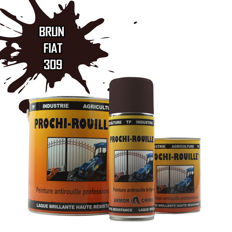 Peinture agricole PROCHI-ROUILLE brillante, brun, 309, FIAT, Pot 0,8 L