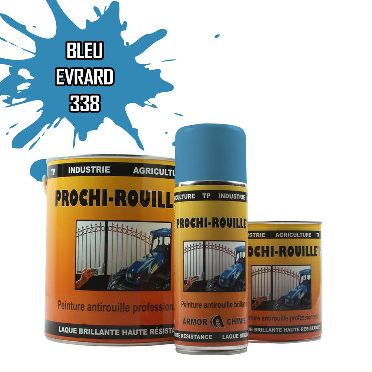 Peinture agricole PROCHI-ROUILLE brillante, Bleu NEW, 338, EVRARD