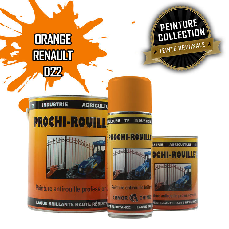 Peinture agricole collection PROCHI-ROUILLE brillante, orange, D22, RENAULT