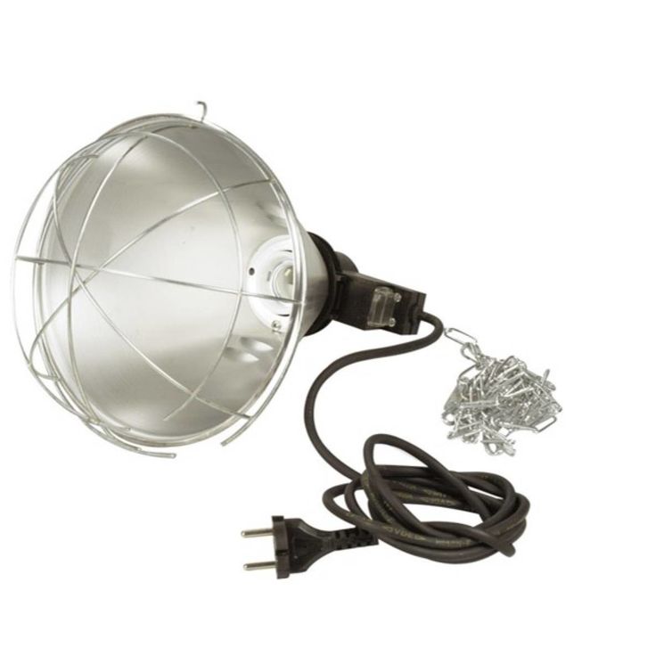 Support de lampe infrarouge inox avec économiseur, câble 2,5 mètres et chaîne 2 mètres, CHICK'A